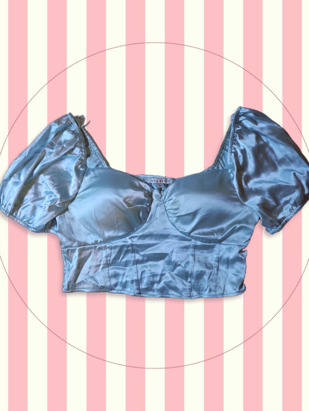 Haute Monde size L ~ Light Blue Princess Crop Top